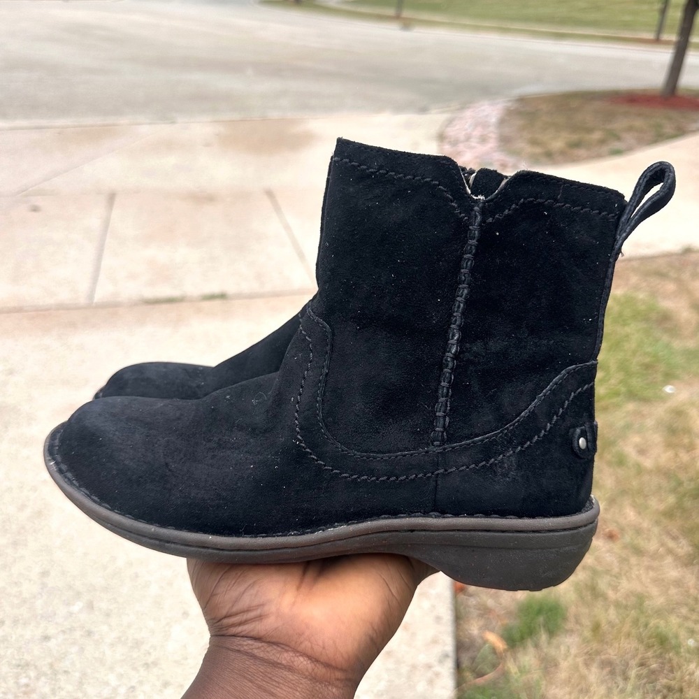 UGG Neevah Suede Side Zip Shearling Lined Ankle Boots Women's Size 7 Black - Picture 9 of 13